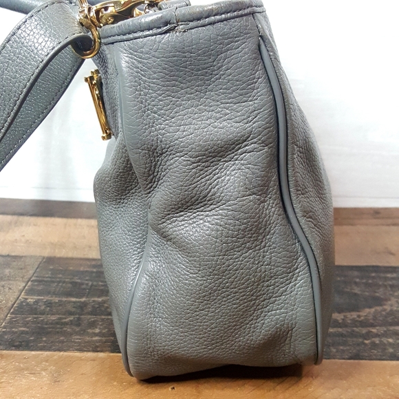 Tory Burch Leather Horsebit Satchel Crossbody Handbag Gray - Picture 6 of 16